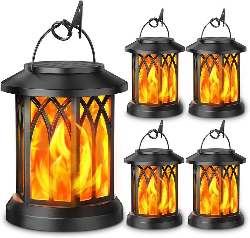 KOOPER 4 Pack Solar Lantern Outdoor Lights, Upgraded Flickering Flame Solar Lanterns Lights Outdoor Waterproof, Hanging Lantern Decorative, Solar Powered Lanterns for Yard Patio Path Tree Garden Decor - Image 1